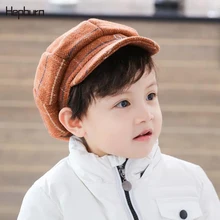 Бренд Hepburn дети младенец Начинающий ходить Малыш головной убор восьмиугольная детская шапка зимняя хлопковая художница малярные шляпы дети восьмиугольная кепка