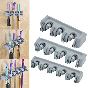 

Multifunctional Magic Mop Rack 5/4/3 Position Wall Mounted Mop Holder Plastic Brush Broom Hanger Storage Rack Kitchen Gadgets
