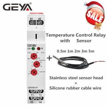 

GEYA GRW8-01 Heating and Cooling Temperature Controller 16A AC DC 24V-240V with Waterproof Sensor