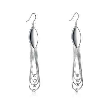 

S925 Sterling Silver Earrings Personality Charm Temperament Female Beautiful Fashion Multi-line Elongated Tassel Earrings