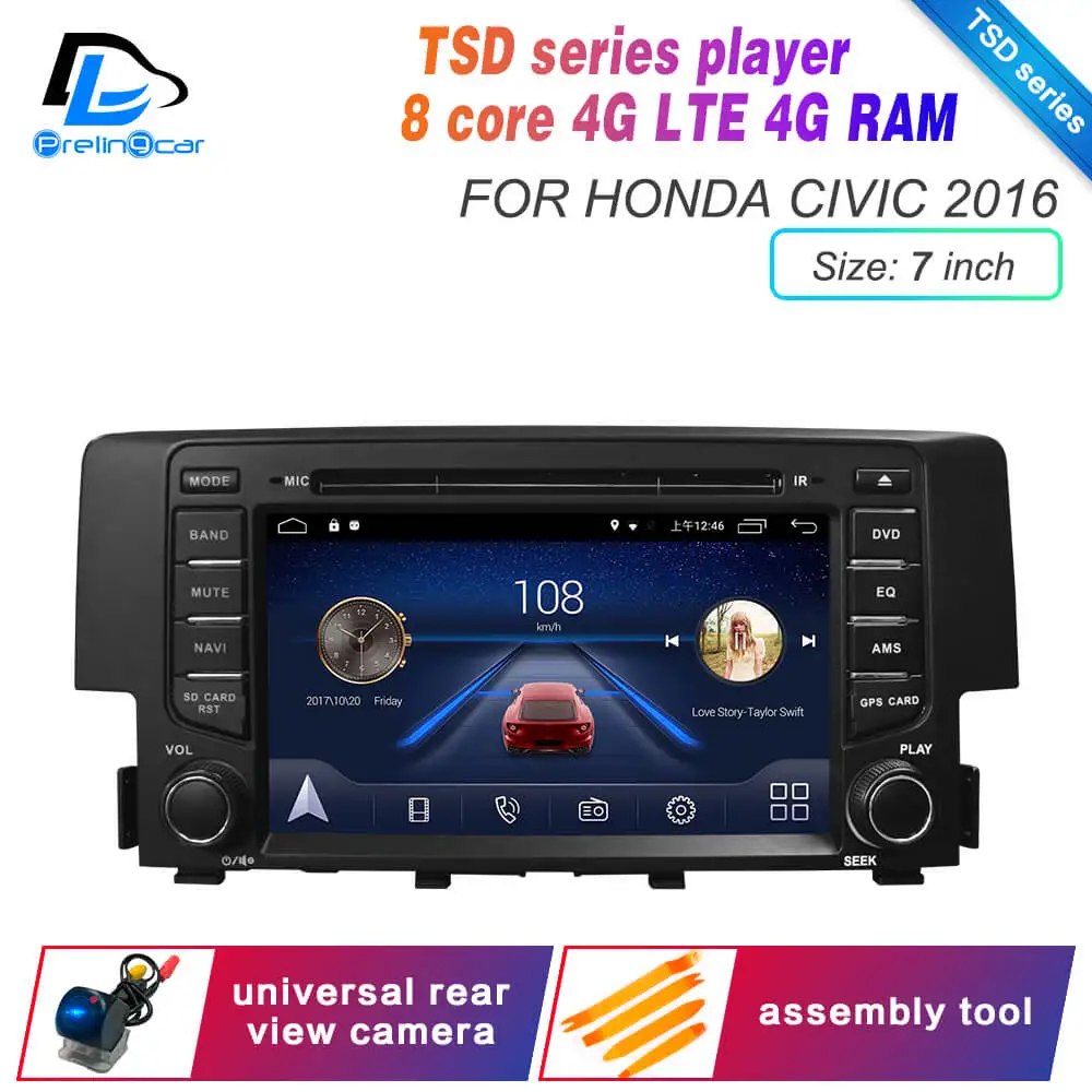 Android 9,0 DSP 4G Lte мультимедийный dvd-плеер для HONDA civic 2012 лет подголовник монитор Радио Стерео навигационная система - Цвет: TSD 2016 Civic