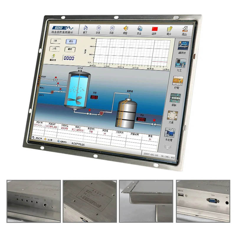 Промышленный дисплей из нержавеющей стали, промышленная панель управления 12,1 дюймов, может быть настроен интерфейс/логотип/размер