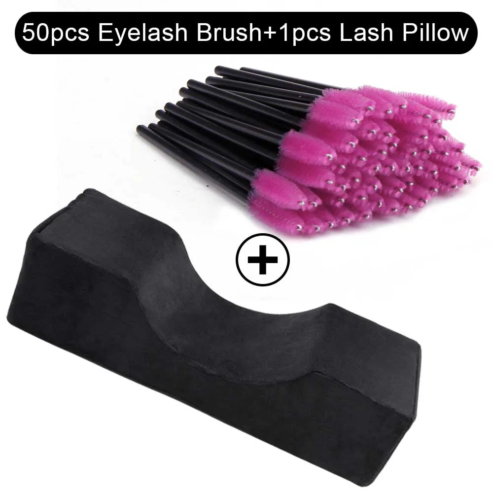 Lash подушку подголовник для шеи Поддержка Подушка "ресницы" и 50 шт. Microbrush Make Up Тени для век аппликатора мягко ресниц аксессуары - Цвет: set 19