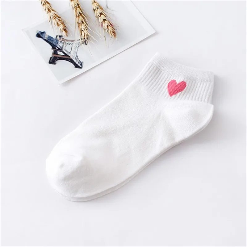 5pairs D 10 шт. = 5 пар, женские короткие носки, милые женские Мягкие хлопковые носки с красными сердечками для колледжа,, носки для девочек на лето и осень, Meias Sox - Цвет: 5pairs D
