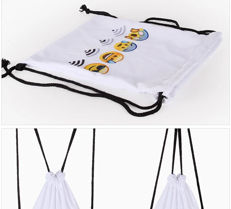 AliExpress Hot Selling Digital Printing Polyester Fabrics Drawstring Bag Signal Expression Shopping Storage Drawstring Backpack