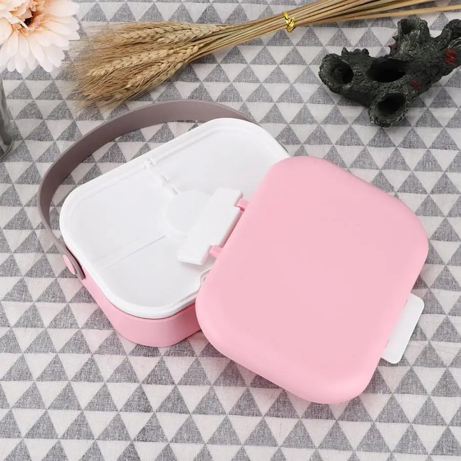 Bento Box Розовый полипропиленовый материал двухслойный экологический Ланч-бокс для дома, офиса, пикника, портативная коробка для еды
