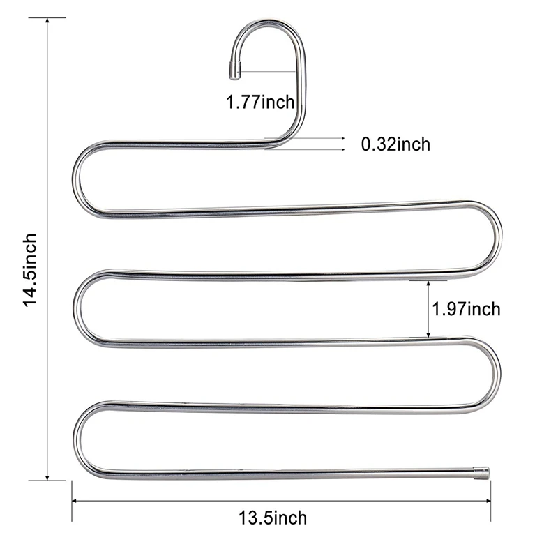 3 предмета в комплекте с несколькими брюки Вешалки стойки Шкаф для хранения, Нержавеющая сталь S-shape форме, благодаря чему создается ощущение невесомости с 5 Слои одежда Вешалки для экономии места для хранения