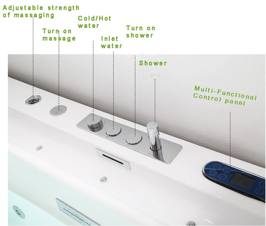 Description Picture 6 of item1860mm Surfing Fiberglass Seamless Joint Whirlpool Intelligent Double Person Bathtub Acrylic Hydromassage  Tub N004