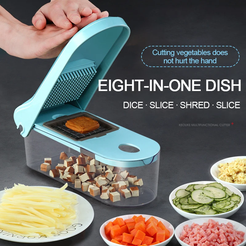 

8 Blades Vegetable Fruit Presser Chopper Mandoline Slicer Manual Cutter Dicing Potato Garlic Peeler Grater Dicer Kitchen Tool