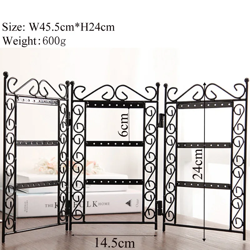 High Level Luxury Necklace and Earring Jewelry Stand 72 holes Display Rack 3 Doors Style Metal Stand  Shelf Jewelry Organizer