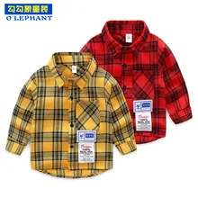 Клетчатая рубашка с отложным воротником весенне-осенние хлопковые школьные рубашки для мальчиков, официальные топы для малышей, детская одежда с длинными рукавами