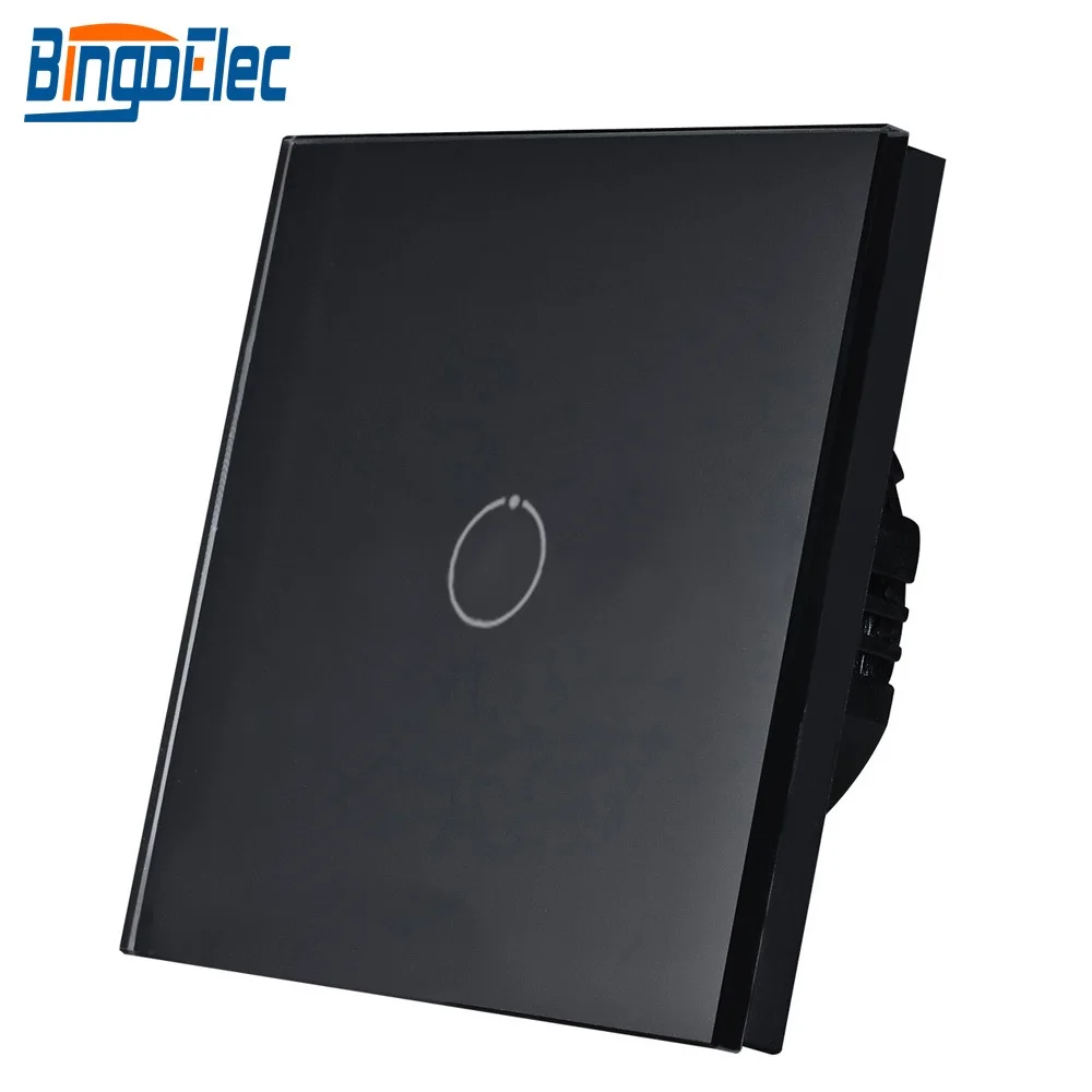1g1w Black Bingoelec ЕС Стандартный 1 местный 1 позиционный сенсорный выключатель Сенсор Экран настенный выключатель с украшением в виде кристаллов Стекло Панель светильник переключатель переменного тока 220-250 1/2/3 - Цвет: 1g1w Black