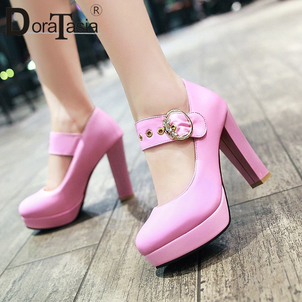 

DORATASIA Fashion Lady Party Pumps Spring Autumn Pumps Women Platform High Heels Shallow Buckle Strap Spring Shoes Woman
