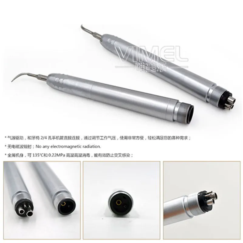 Teeth Whitening Dental Ultrasonic Scaler Borden/Midwest 2/4Holes B2/M4 Air Scaler Handpiece with 3 Tips G1/G2/G3