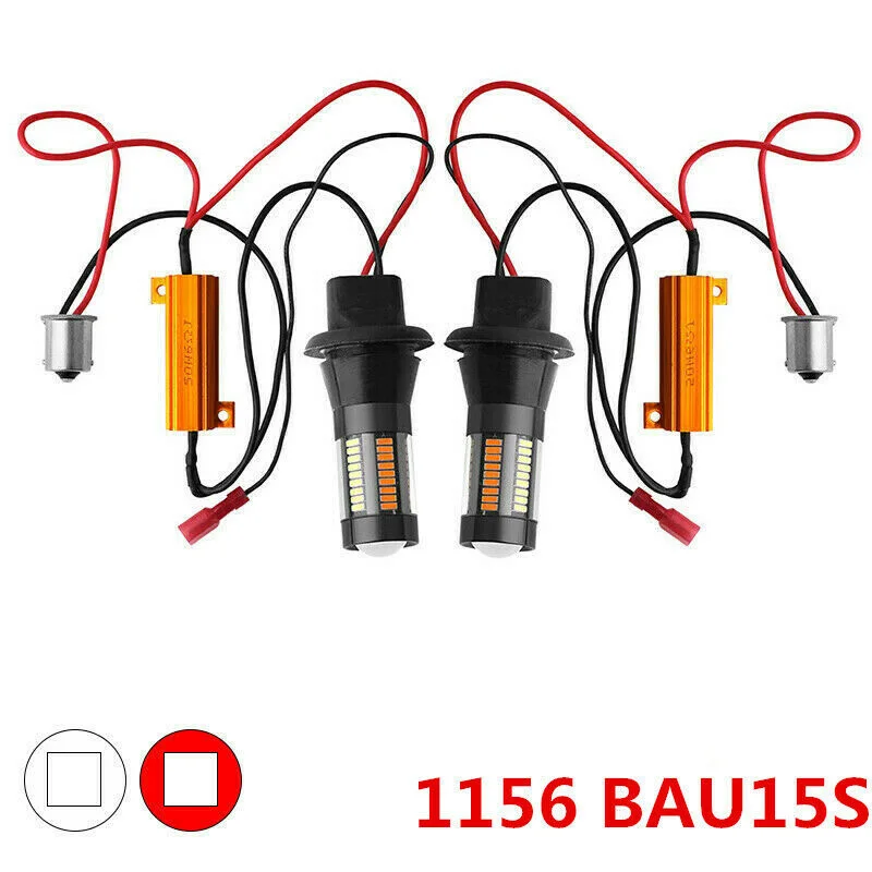 2x1156 BAU15S 66 SMD светодиодный светильник Canbus Switchback Белый DRL& Янтарный указатель поворота