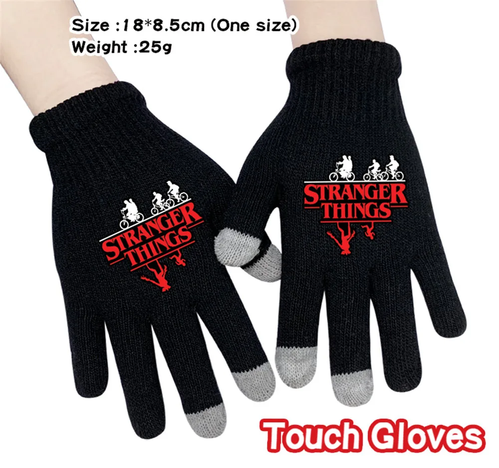 Аниме странные вещи мультфильм стрейч теплые вязаные вещи для зимы перчатки вязание сенсорные перчатки студенческие перчатки ручной работы