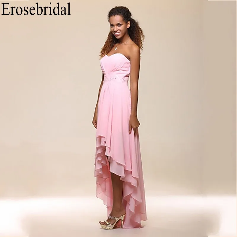 Erosebridal торжественное платье для женщин элегантное Womemn Формальное вечернее платье платья розовое вечернее платье из шифона высокая/низкая Deisn Robe Soiree