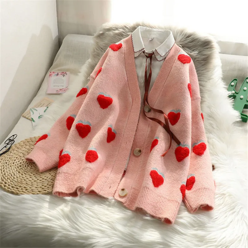 

Knitting Sweater Women Cartoon Printed Cute Japanese Style Warm Soft Daily Streetwear Casual Comfortable Simple Womens Pullover