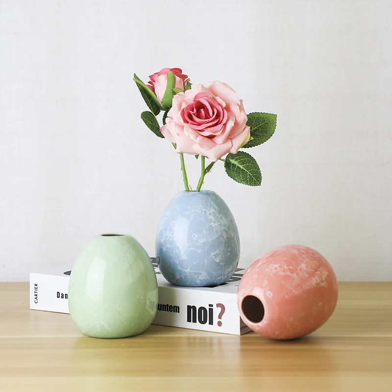 

Europe Modern Simple Creative Crafts Ceramic Flower Vase Desk Mini Bubble Vases Wedding Home Decoration Vase flower basket pot
