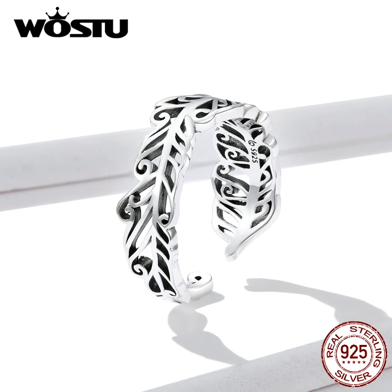 WOSTU 925 пробы Серебряный Длинный хвост мышь открытые Регулируемые кольца вечерние