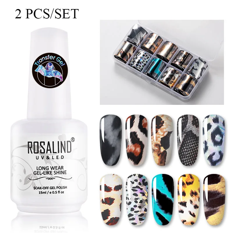 Gel and Sticker 2 ROSALIND переводной Гель-лак для ногтей с наклейкой гель для ногтей Гибридный Праймер УФ лампа для маникюра Полупостоянный Гель-лак для нейл-арта - Цвет: Gel and Sticker 2