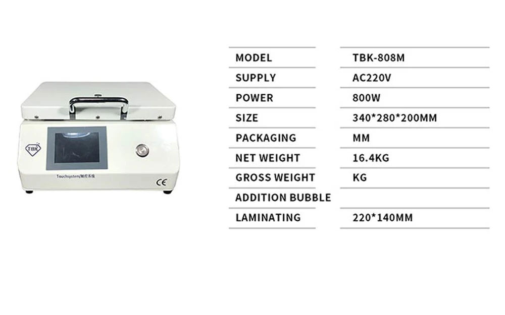 Новейший обновленный TBK-808M Ремонт сенсорного ЖК-экрана автоматическая машина для удаления пузырей OCA вакуумная ламинирующая машина