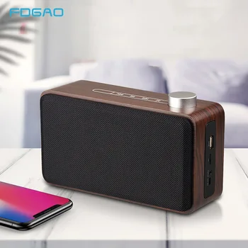 

FDGAO Desktop Portable Wooden Wireless Speaker Subwoofer Stero 3D Surround Bluetooth Speakers Support TF U Disk MP3 Player