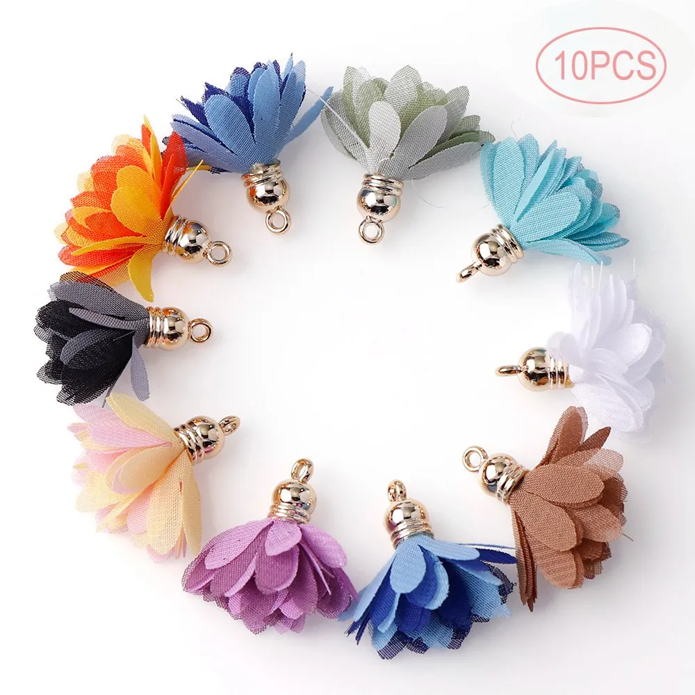 Mix Color Tassel 6-10Pcs/set DIY Flower Silk Polyester Charms Jewelry Bracelet Key Making Fringe Trim Craft Tassels Sewing Acces - Цвет: as photo