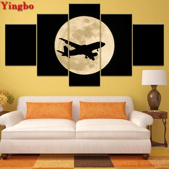 

Diamond Embroidery 5 Piece aircraft moon scene 5d diy Diamond Painting Full Drill Round/Square Cross Stitch Mosaic Decor Gifts