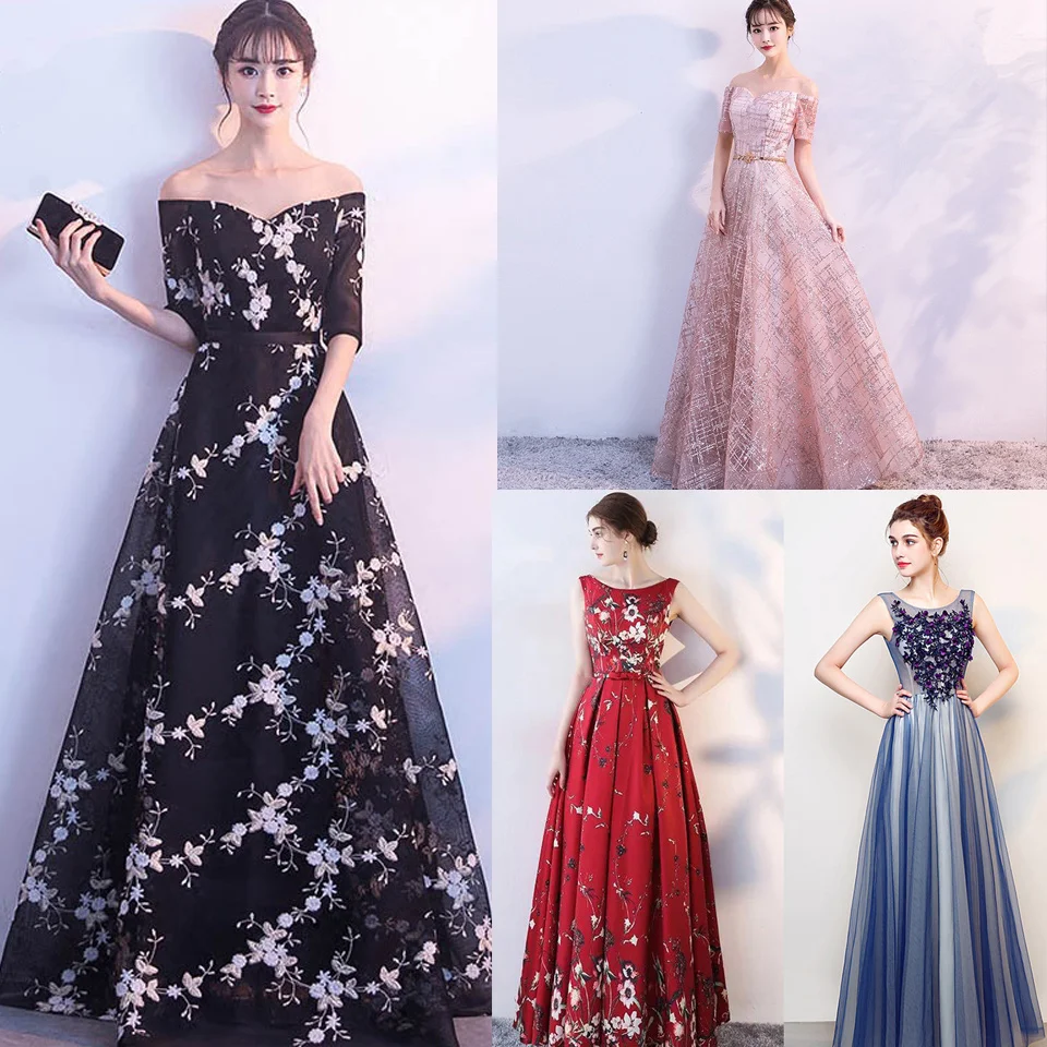 

In Stock Luxury Boat Neck Off The Shoulder Bling Lace Up Evening Dresses Backless Floor Length Party Gown MX011 More Style
