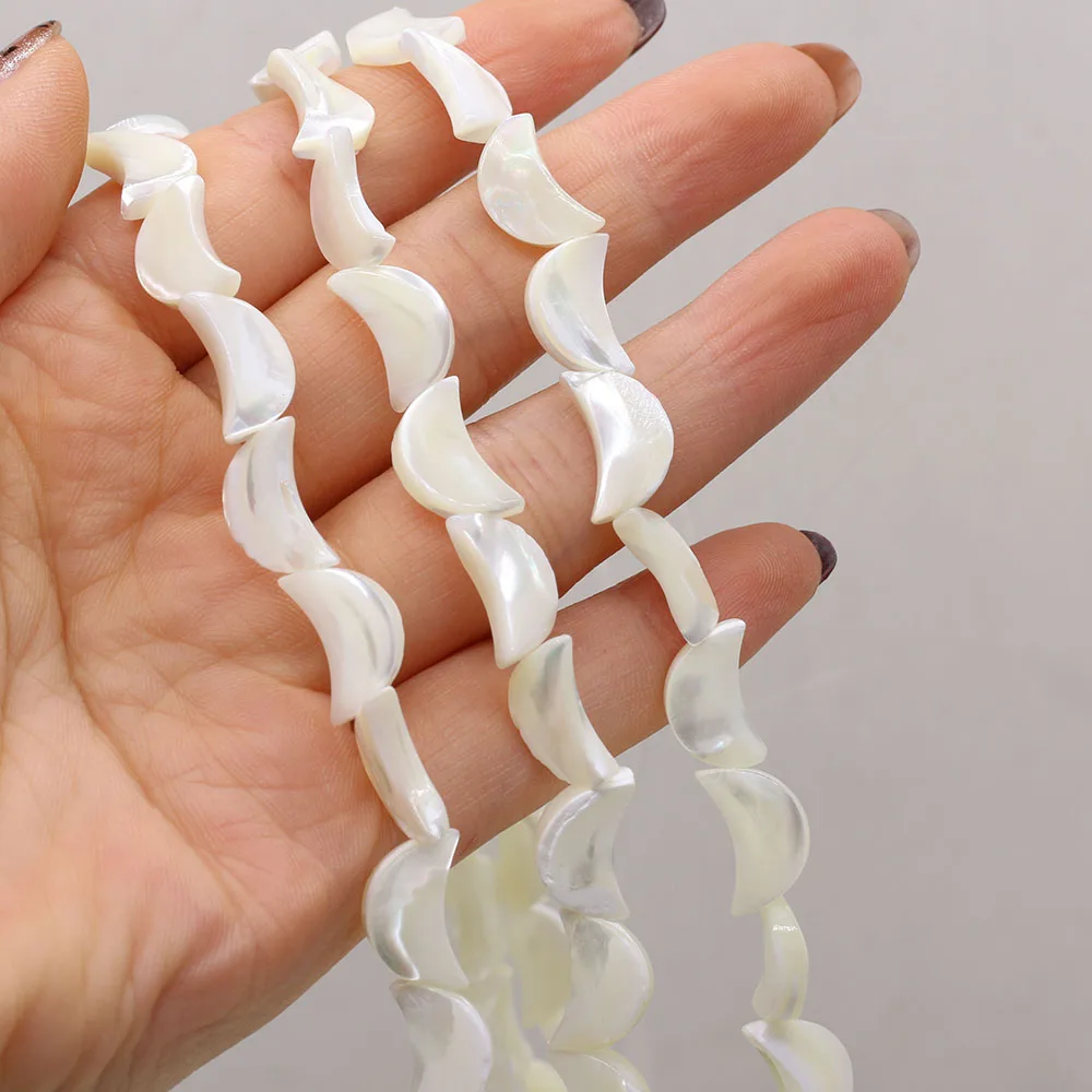 3 String Wholesale Natural Freshwater Shells Moon-shape Beads For Jewelry Making DIY Bracelets Gift Mother-of-Pearl Shell