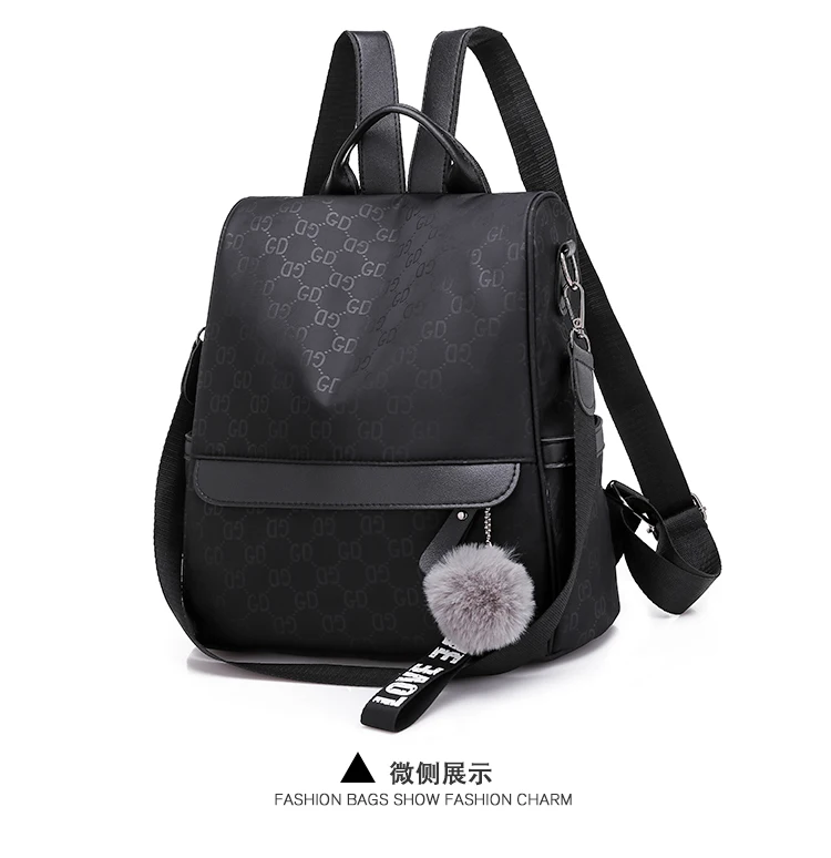 New Style Fashion European And American Minimalist Hot Printed Pattern Nylon Solid Color Women's Casual Anti-Theft Backpack