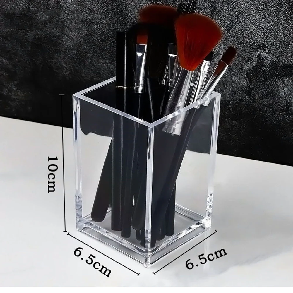 Crystal Clear Desktop Organizer Pen Holder Multi-functional Organizer Plastic Pencil Holder Pen Cup Makeup Brush Holder