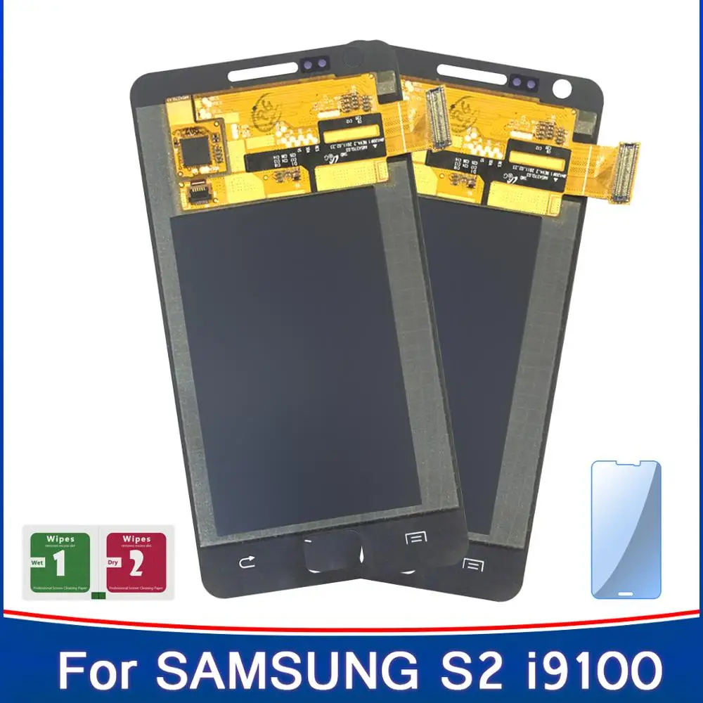 2 шт Регулируемая яркость LCD для AMOLED Samsung Galaxy SII S2 i9100 сенсорный экран дигитайзер с