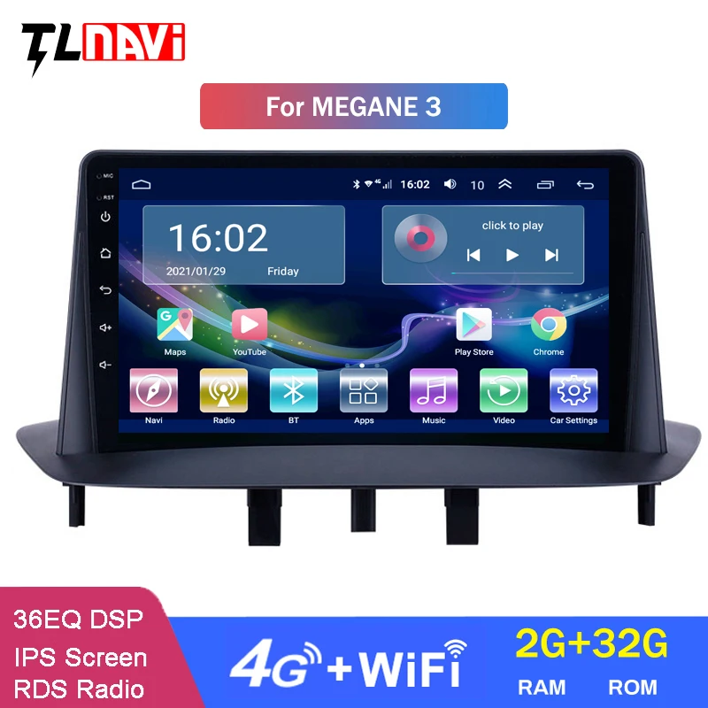 4G LTE 2G ОЗУ GPS автомобильное радио 9 дюймов Android 10 HD сенсорный экран для Renault Megane 3 2009