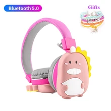 Cute Animal Bluetooth Wireless Headphone with Microphone Foldable Unicorn Earphone with Bracelet Kid Girl Phone Music Helmet