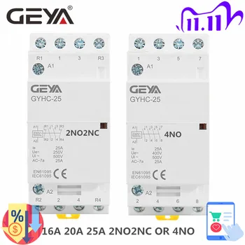GEYA GYHC 4P 16A 20A 25A 220V/230V 50/60HZ, carril Din hogar AC Contactor Modular 4NO o 2NO2NC 1
