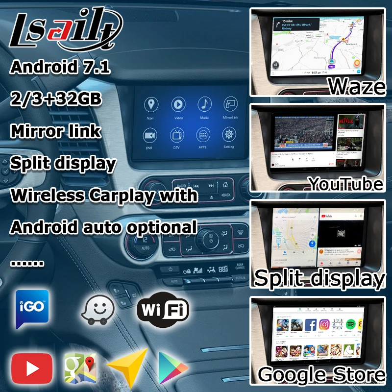 Android навигационная коробка для GMC Yukon- и т. д. видео интерфейс Mylink intellilink CUE система gps с беспроводной Carplay