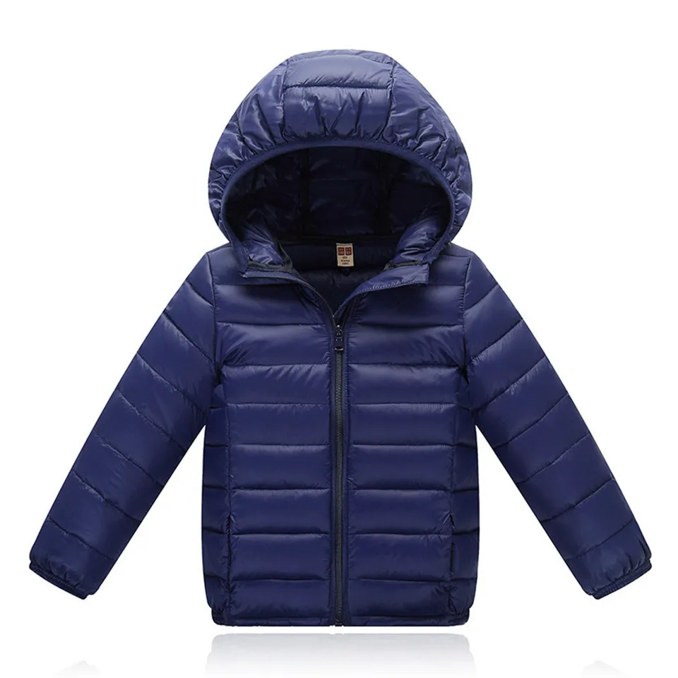 

Children Jacket Outerwear Boys Girls Spring Autumn Warm Ultra Light Solid Cotton-padded Hooded Coat Teenage Parka Kids Clothes