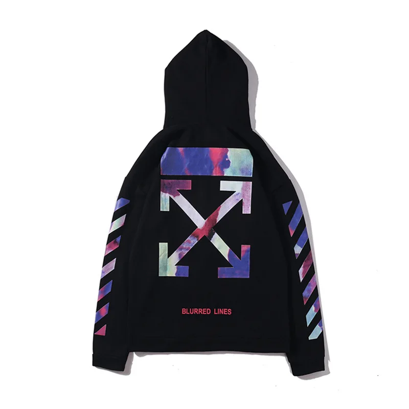 Off-White градиентная синяя полоса стрелка Пара Толстовка