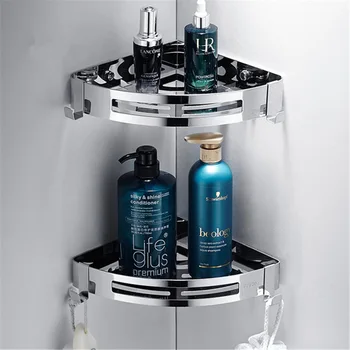 

bathroom shelves Kitchen Organizer Rack 304Stainless Steel Storage Corner Shelf Wall Mounted Storage Holder bathroom accessories