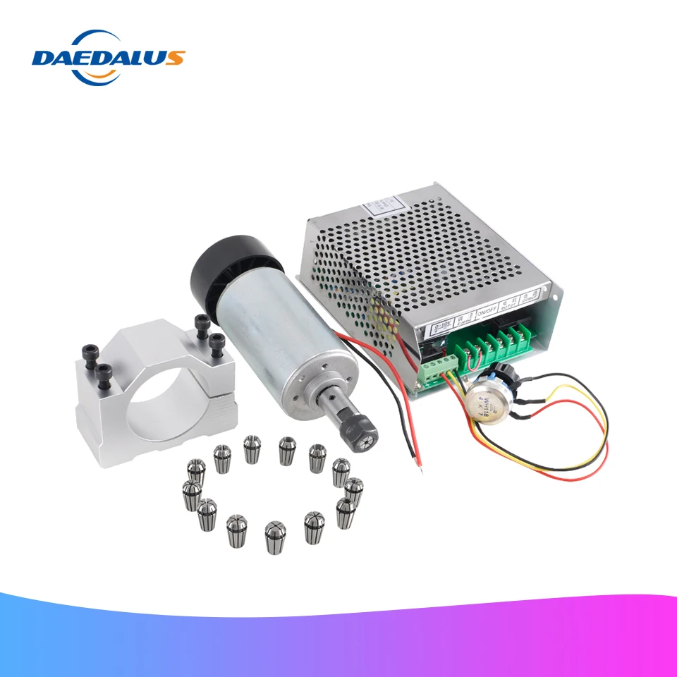 300W Spindle Motor DC Air Cooled Spindle Motor 110V/220V Power Supply 52MM Clamp 13Pcs ER11 Collet Chuck For CNC Engraver