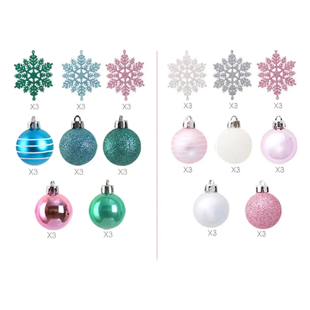 

24PCS/Set Christmas Tree Pendants Christmas Decorations Christmas Balls Snowflakes Hanging Ornaments New Year Ball Decorations