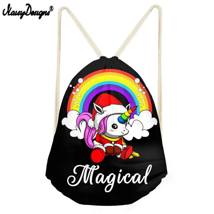 Customized Drawstring Bags Christmas Unicorns for Girls Boys Kids Bagpack Teenagers Women's Bag Dropshipping Kinderrucksack - Цвет: LMW1336Z3