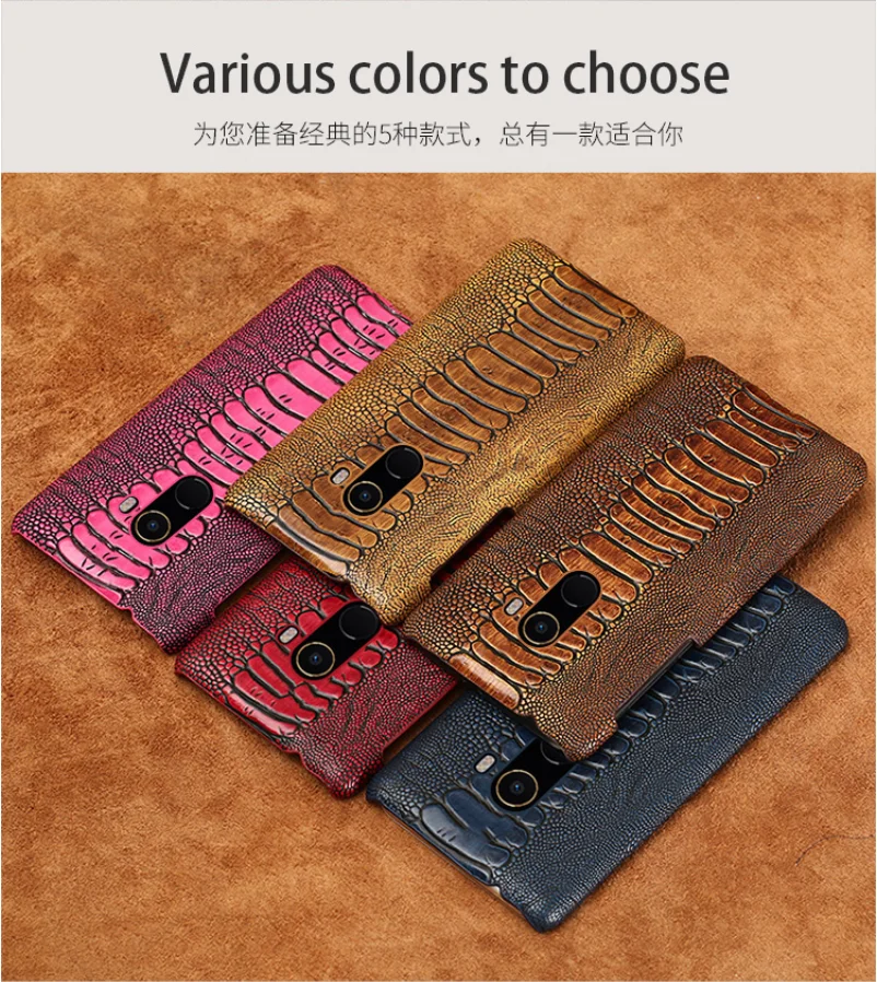 Most Buy St8yb New Genuine Leather Avestruz Texture Anti fall Telefone Case For Xiaomi Vermelho mi redmi note 7 8 a3 9 9t 10 cc9 8t pro Cover