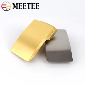 

Meetee 36mm Stainless Steel Men's Belt Buckle Without Teeth Automatic Buckles Head DIY Business Casual Leather Craft Accessories