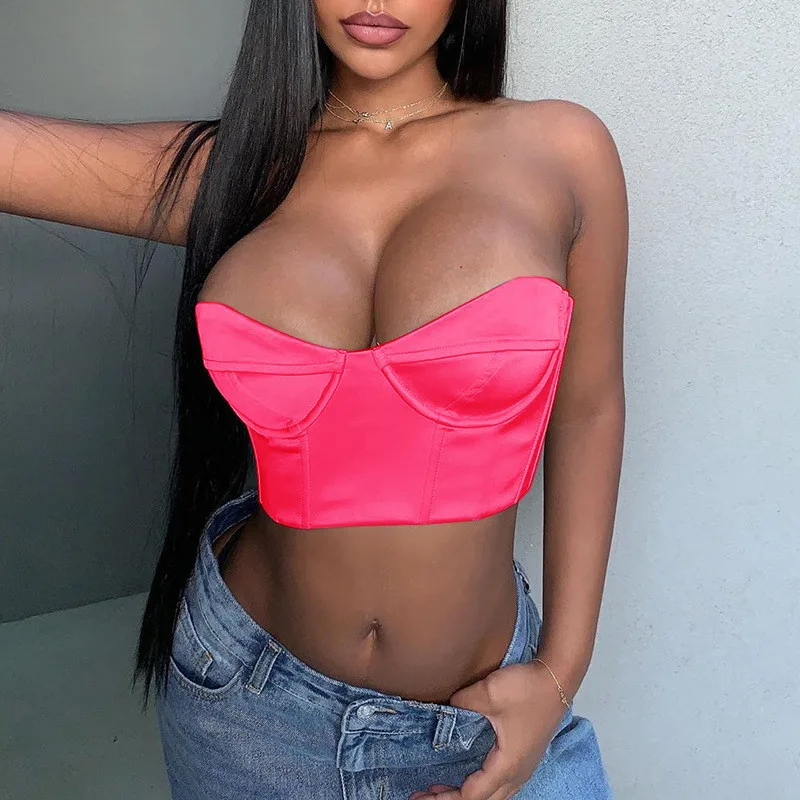 

2019 Summer Sexy Neon Pink Orange Tank Tops Women Sleeveless Fashion Streetwear Vest Bodycon Women Tank Tops Female Crop Tops