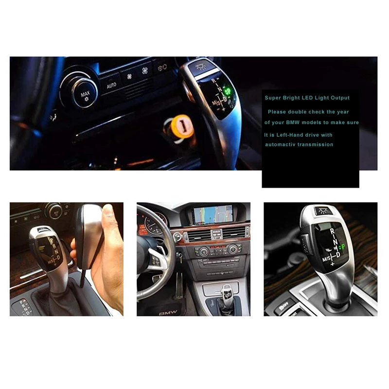 Шестерни рукоятка рычага переключения передач рычаг переключения передач светодиодный пульт дистанционного управления для BMW 1 3 5 6 серии E90 E60 E46 2D 4D E39 E53 E92 E87 E93 E83 X3 E89 Автоматический аксессуары