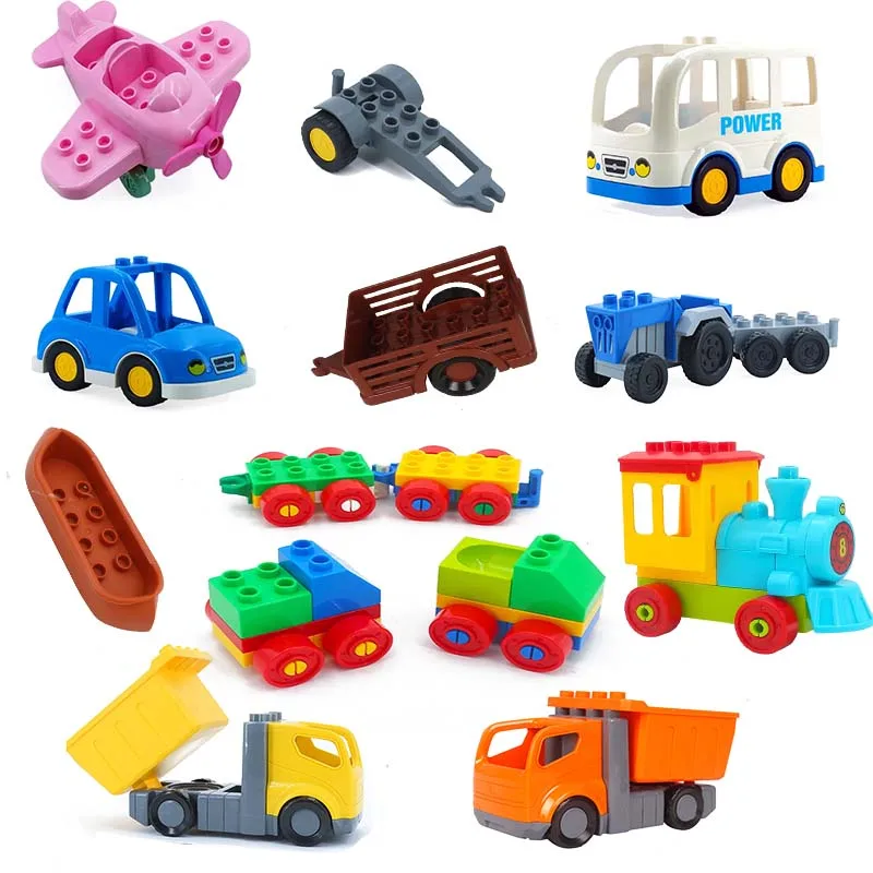 

trailer Car boat Big size Building Blocks collocation Vehicle legoingly accessory kid DIY Toys Compatible Duplo Bricks Set gift