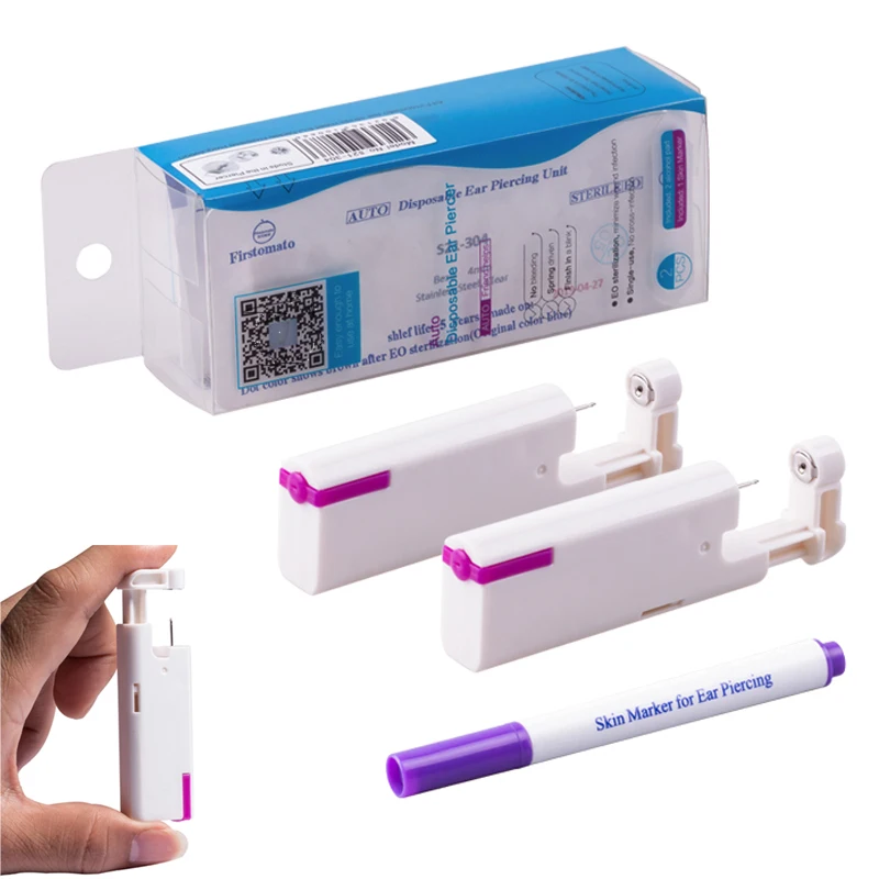 2pcs Disposable Sterile Ear Piercing Gun Unit Cartilage Tragus Helix